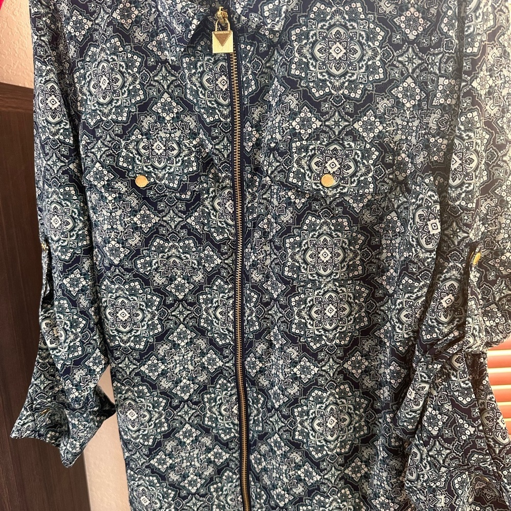 Michael Kors Blue Patterned Blouse - Picture 7 of 12